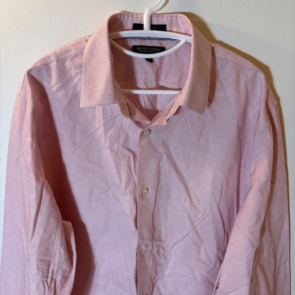 Banana Republic Mens Standard Fit Non-Iron‎ Cotton Dress Shirt Size XL
